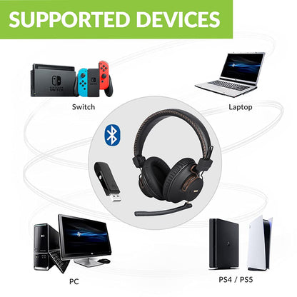 Avantree DG59M - Clear Voice & Rich Background Sound, Low Latency Bluetooth Headphones with USB Adapter for PS5 & PS4, Wireless Headset with Mic for PC Work & Gaming, 40hrs Playtime
