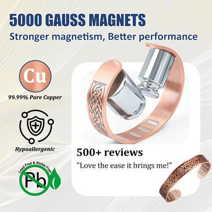 Vicmag Copper Bracelet for Men 9X Strength Magnetic Bracelet Men 99% Pure Copper with 5000 Gauss Magnets, Present Box Adjustable(Celtic Knot 2)