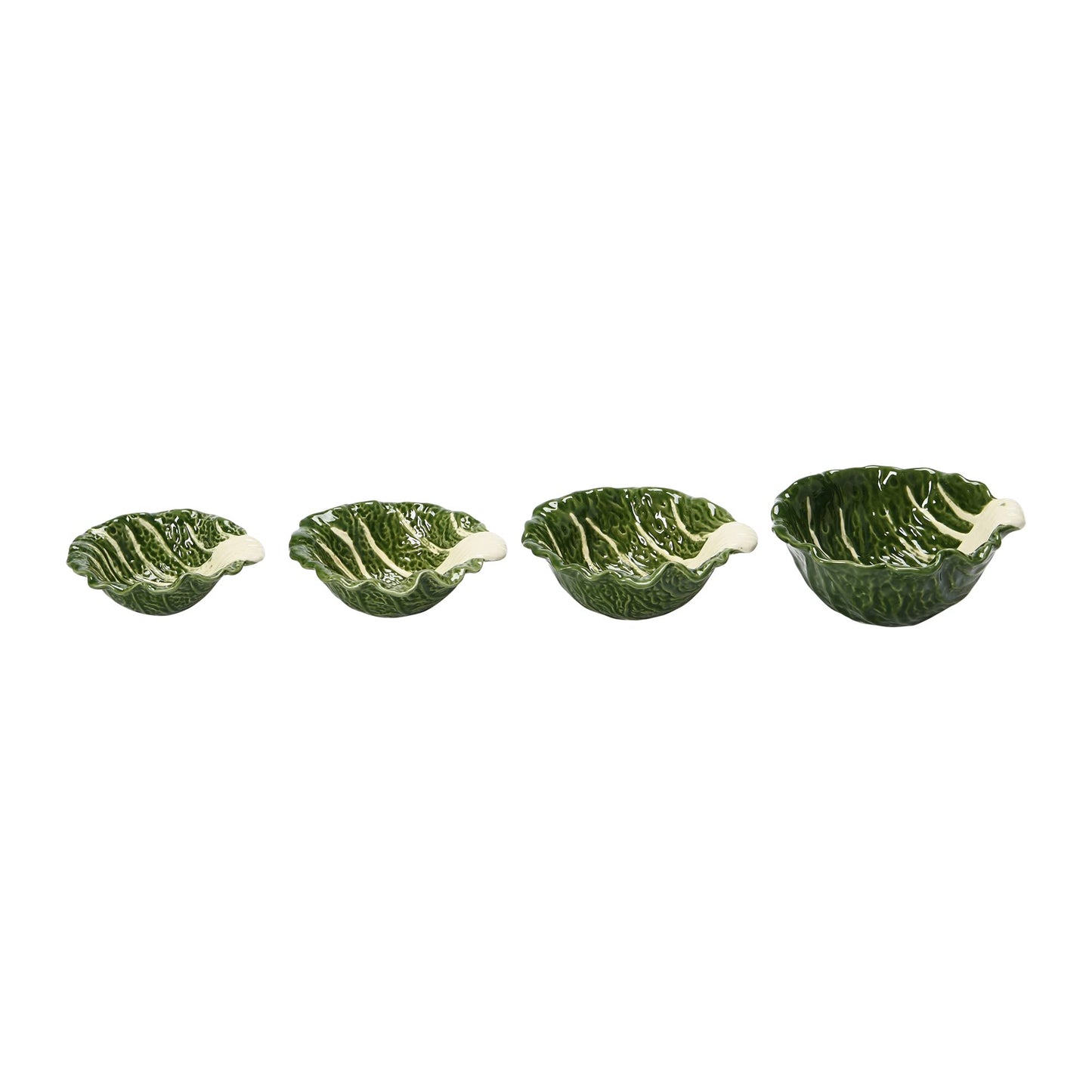 Hand-Painted Cabbage Shaped Stoneware Bowls, Set of 4