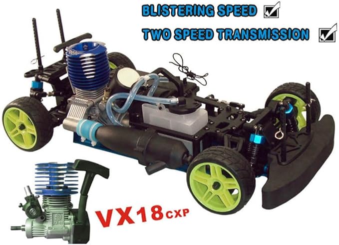 Nitro RC Cars Truck 1/10 Two Speed Nitro Gas Power Truck for Adult Professional Fast Drift Remote Control Car Nitrogen Drive 4WD 80KM/H Metal Chassis Gas Off Road Short Course Vehicle (Blue)