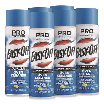 Professional EASY-OFF Fume Free Max Oven Cleaner, Foam, Lemon, 24 Oz Aerosol Spray, 6/carton