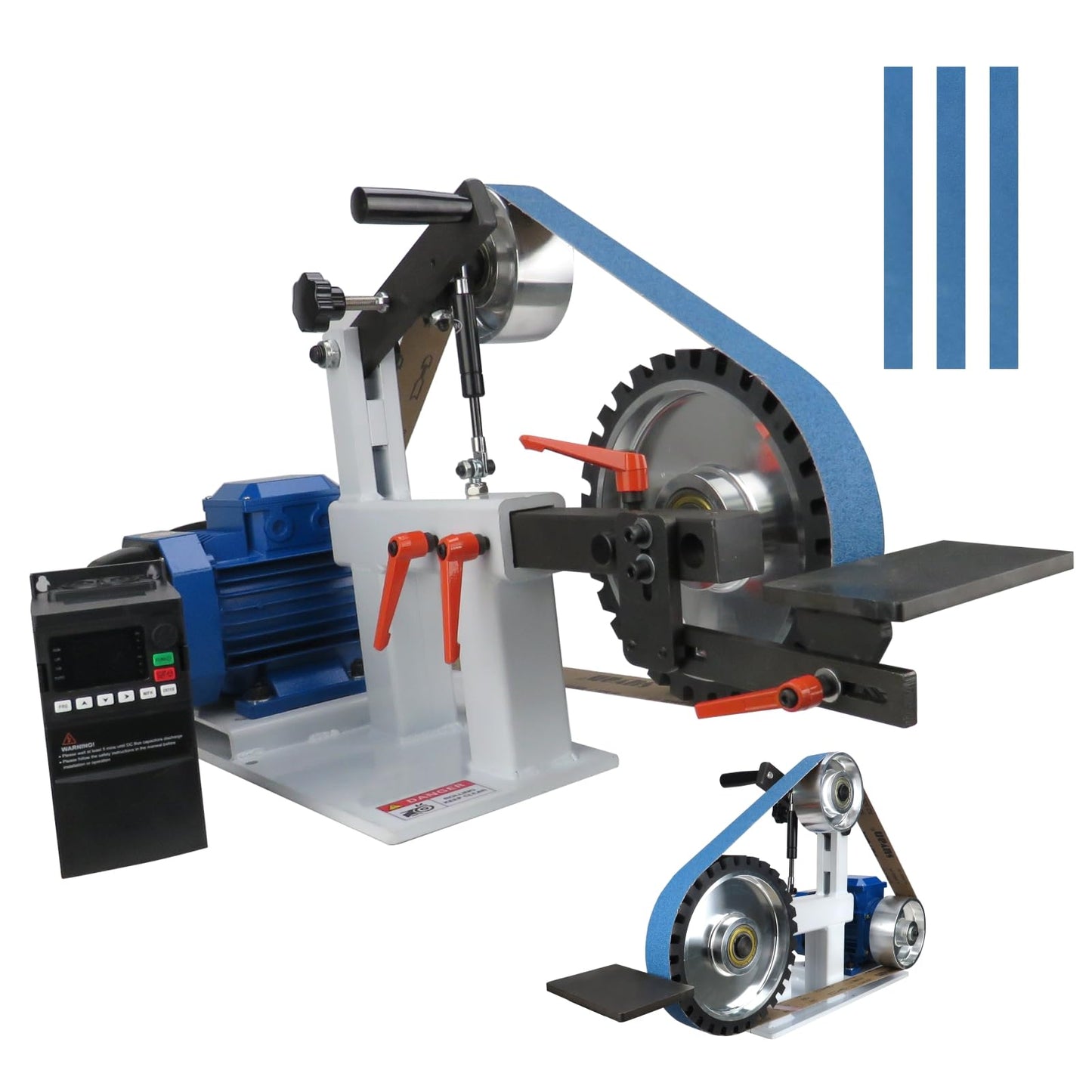 Belt Grinder Sander, 1500W 2HP Polishing Grinding Machine, 72x2 Inch Belts,Variable Speed Belt Polisher with VFD, 3 Grit Options, Arc/Circular/Flat Grinding, Industrial Metal Working Machine