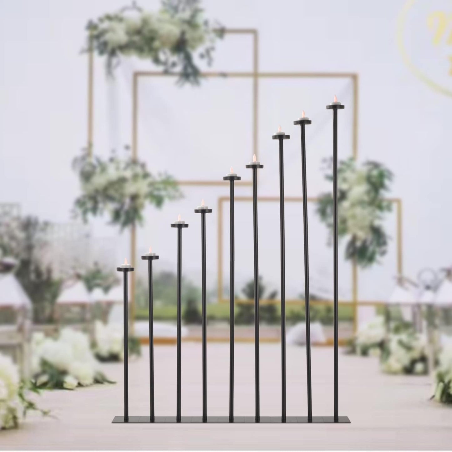 Tall Floor Candle Holders for 9 Arm Candlesticks, Metal Iron Black Candelabra for Wedding Centerpiece Candle Stick Holders for Pillar Tealight Candles on Party Reception Christmas Home Decoration