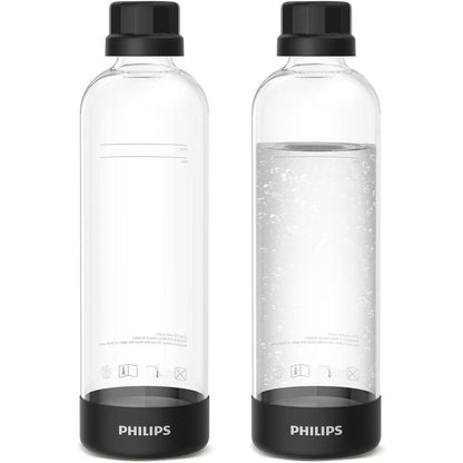 Philips Carbonating Bottles ADD910BKOQ/37, 1L Twin Pack Reusable PET Water Bottles Compatible Sparkling Water Maker, 2 Pack for ADD4902BKOQ/37, ADD4902WHOQ/37 and ADD4901GROQ/37, ADD4901BKOQ/37