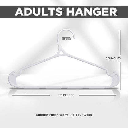 Utopia Home Plastic Hangers 50 Pack for Shirts & Pants – Space-Saving Heavy Duty Plastic Hangers with Non-Slip Shoulder Grooves & Notches - Anti-Slip Pants Bar for Increased Grip (White)