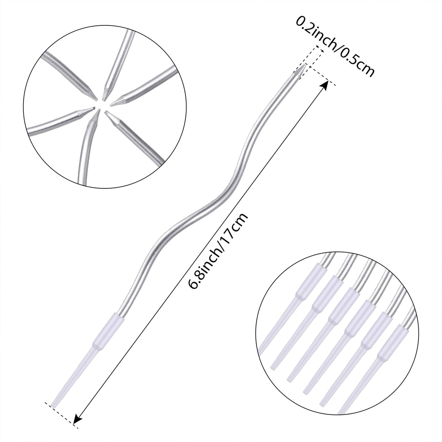 BBTO 12 Pcs Twisted Birthday Candles Spiral Metallic Cupcake Thin Long Cake Candles with Holders for Birthday Wedding Party(Silver)