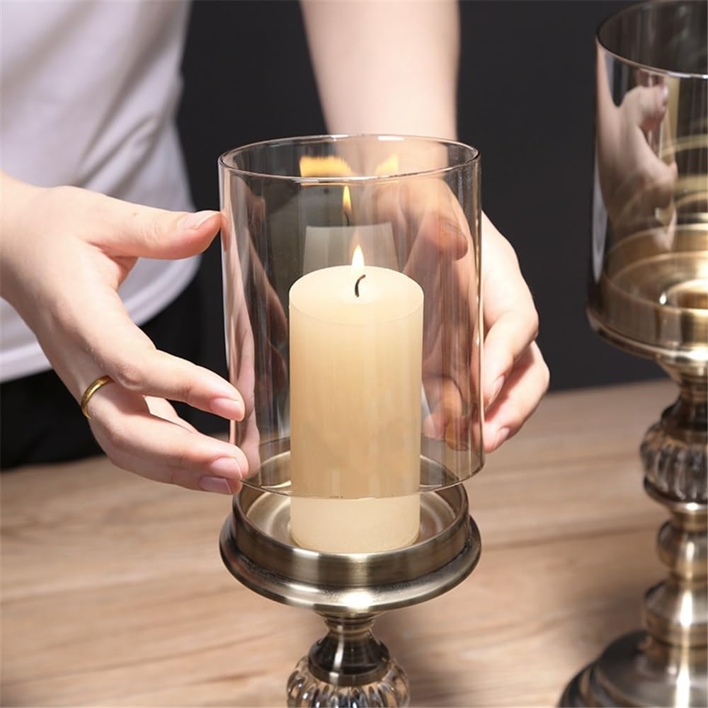 Candlestick Holders 2 Pcs Retro Metal Glass Candle Holder Luxury Dining Table Decoration Candlestick Candle Holders