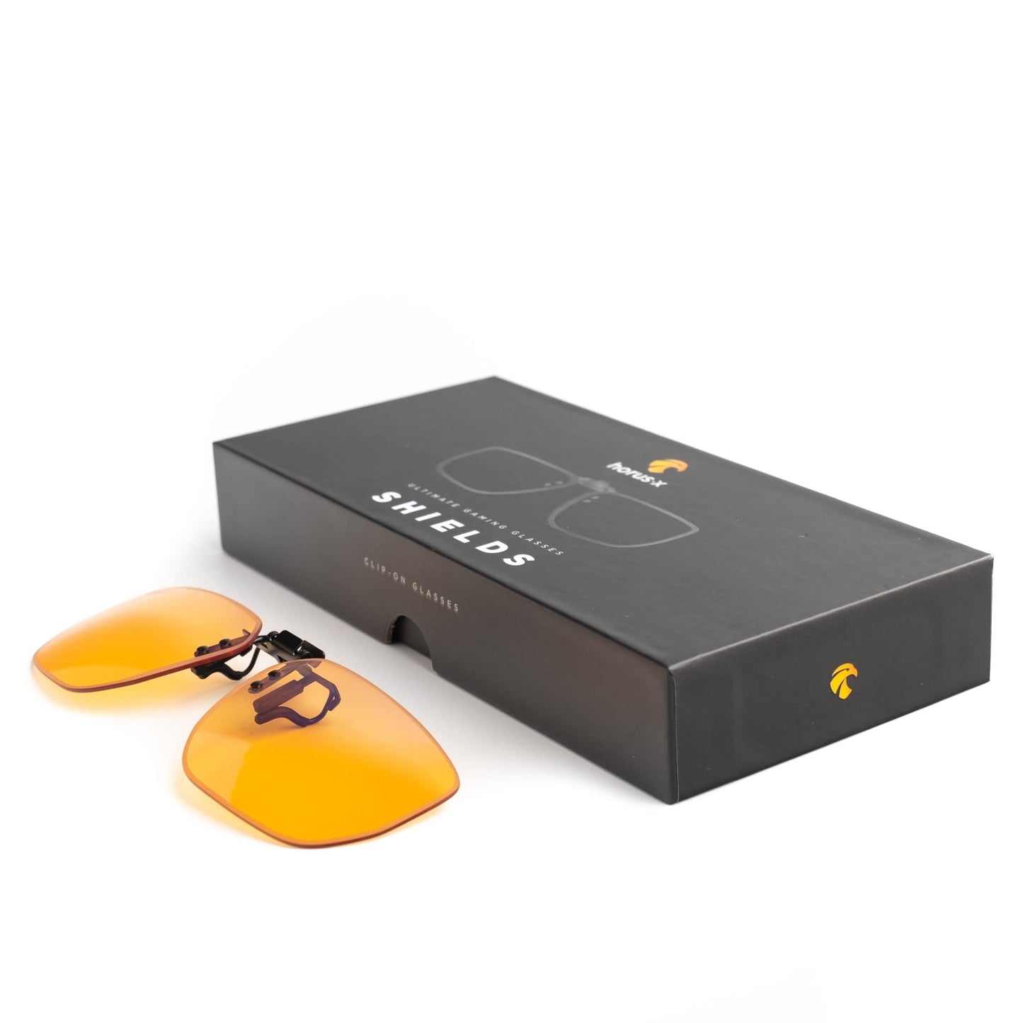Horus X ® • Anti Blue Light Clip-On Glasses |Gaming Glasses Shield Anti Fatigue Eyestrain Migraine | Amber Lenses