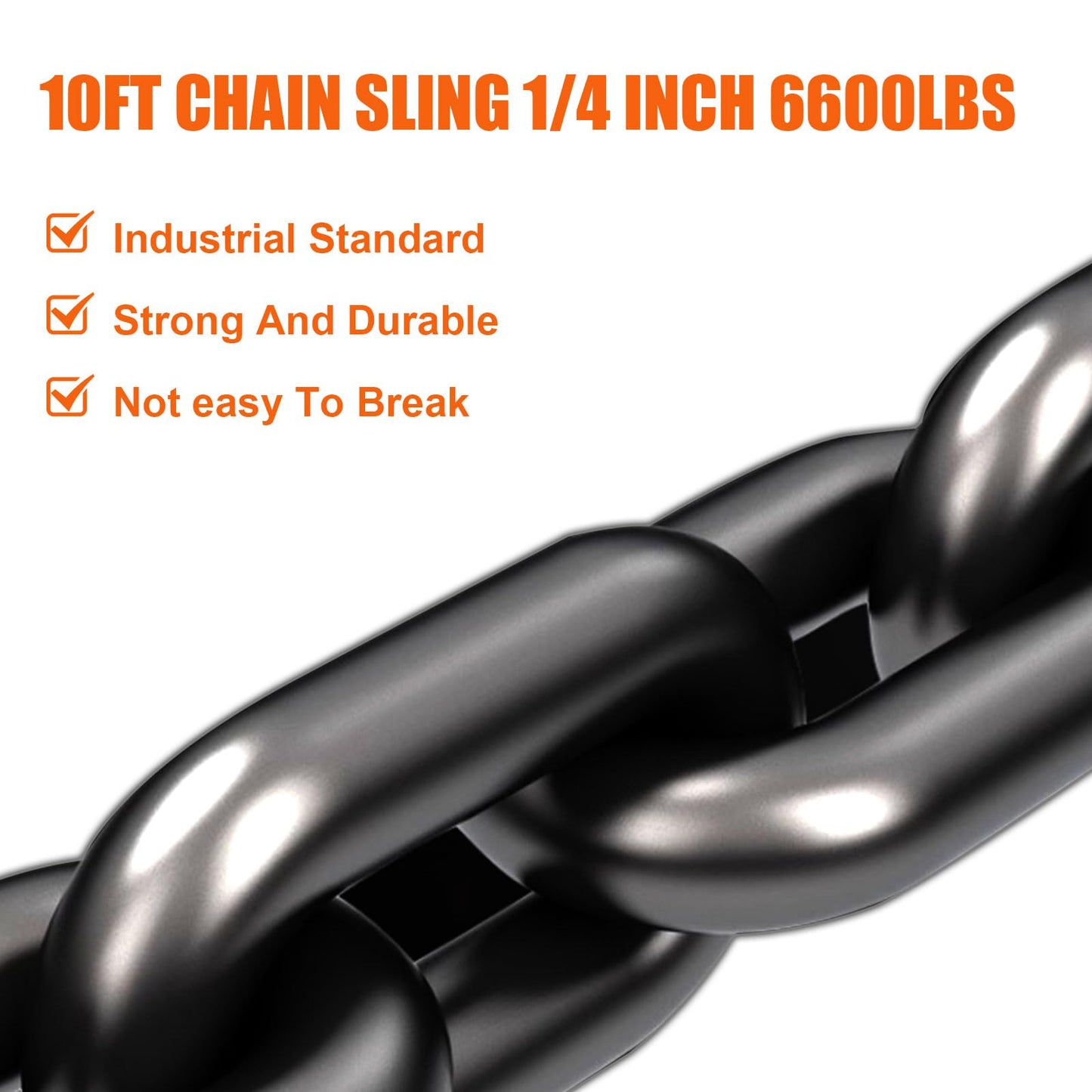 SALUINOKI Lift Chain Sling with Hooks 10Ft 4 Way x 1/4 inch 6600lbs 3 Ton for Chains Lifting