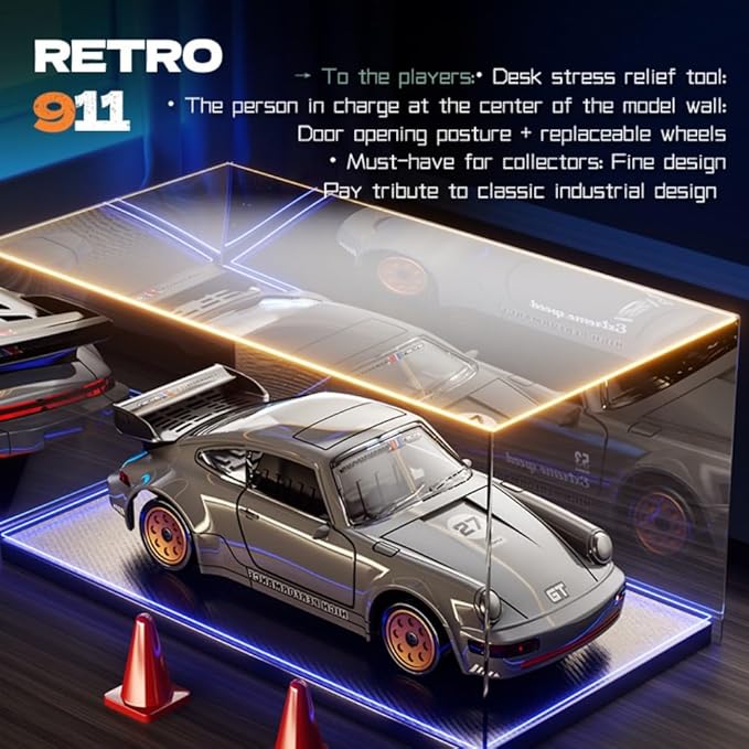 911 Series RC Drift Car 1:43 Scale Mini Model with Alloy Build – Door-Opening Function Gyro Auto Calibration LED Underglow for Hobbyists &amp Collectors（Yellow）