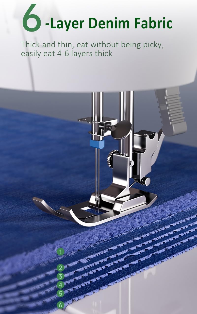 Sewing Machine with Extension Table,39 Built-in Stitches, LED Light 2-Speed Foot Pedal, and Accessories Kit for Home DIY Projects & Gift Perfect for Sewing Machine for Beginners for Adult