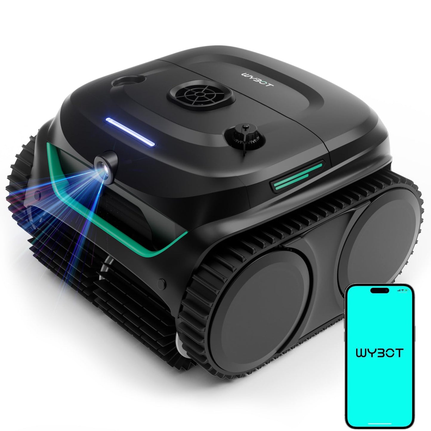 (2026 Upgrade) WYBOT C2 Vision AI Camera Pool Vacuum for Inground Pools,Floor to Waterline Cleaning Cordless Robotic Pool Cleaner with Ultra-fine Filtration, Powerful Suction, Smart Path, Glossy Black