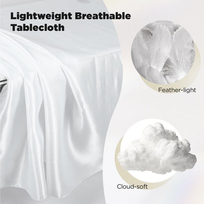 White Tablecloths for Rectangle Tables 10 Pack 60 x 126 Inches Reusable and Washable Table Clothes for 6-8 Ft Tables Polyester Fabric Wrinkle Resistant Heat Proof Table Covers for Wedding Party