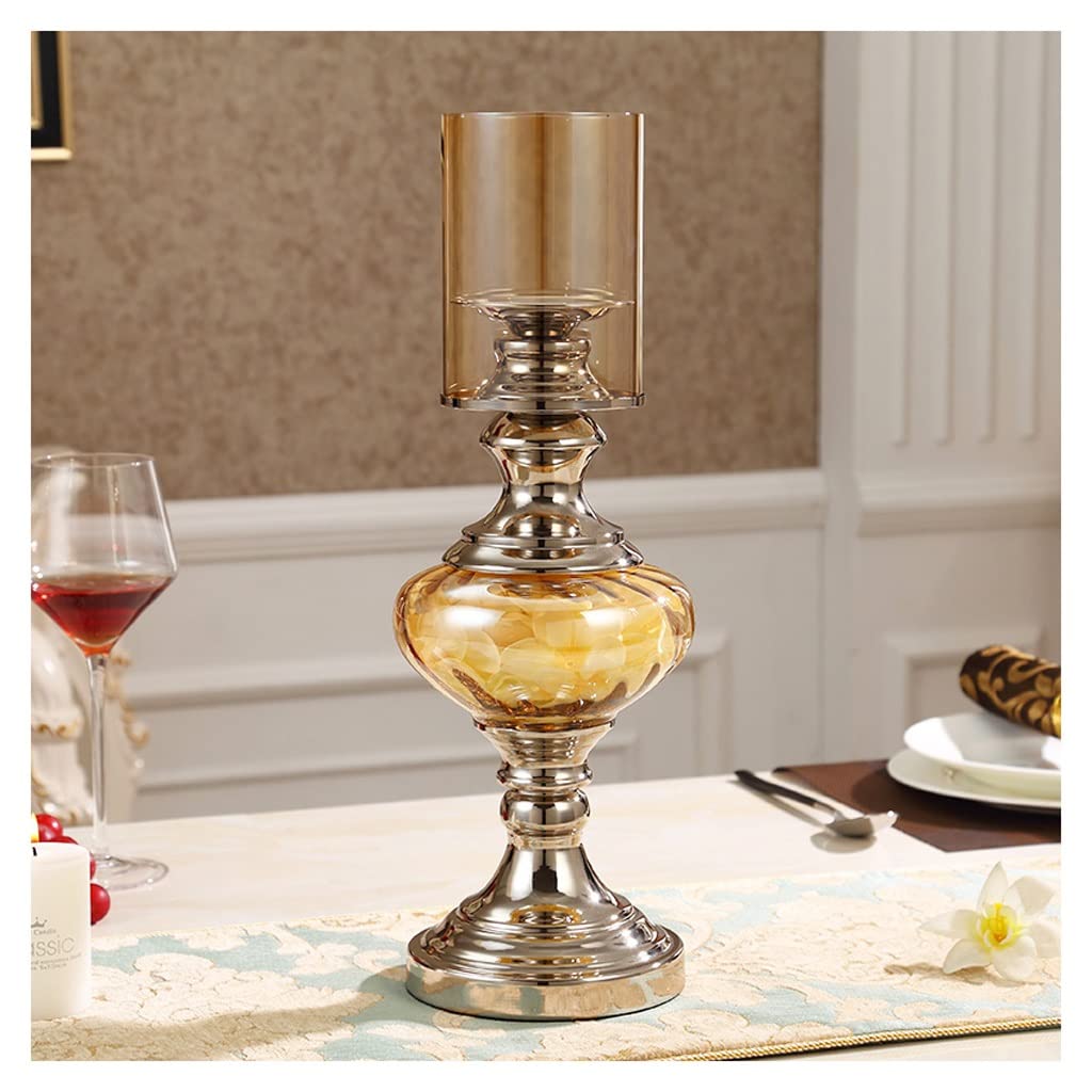 Candle Holder Neoclassic Candle Holder Living Room Home Candle Holder Decoration Metal Glass Dining Table Candle Holder Decoration Candlestick (Size : A)