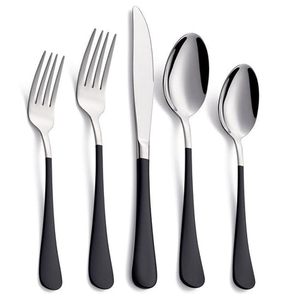 Moxinox 20-Piece Black Silverware Set, 18/0 Stainless Steel Black Handle Flatware Set, Service for 4, Modern Cutlery Set Includes Dinner Knives Forks Spoons, Mirror Polished, Dishwasher Safe