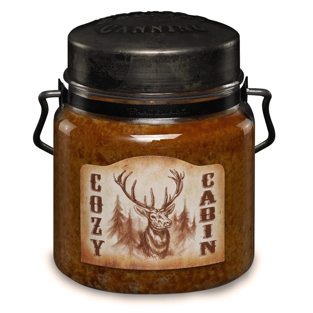 McCall’s Candles | Cozy Cabin | 16 oz Scented Candle | USA-Poured | Vintage Rustic Jar with Carrying Handle | Warm Woodsy Winter Fragrance