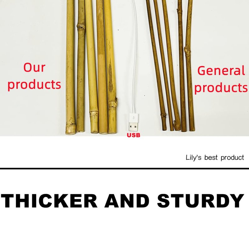 HOPELF 50 Pack 2ft Bamboo Plant Stakes for Wood Garden Sticks，Wooden Plant Supports，Bamboos，Bamboo Trellis，Crafts, More Size Choices 8"/12"/16"//2'/3'/4'/5'/6'