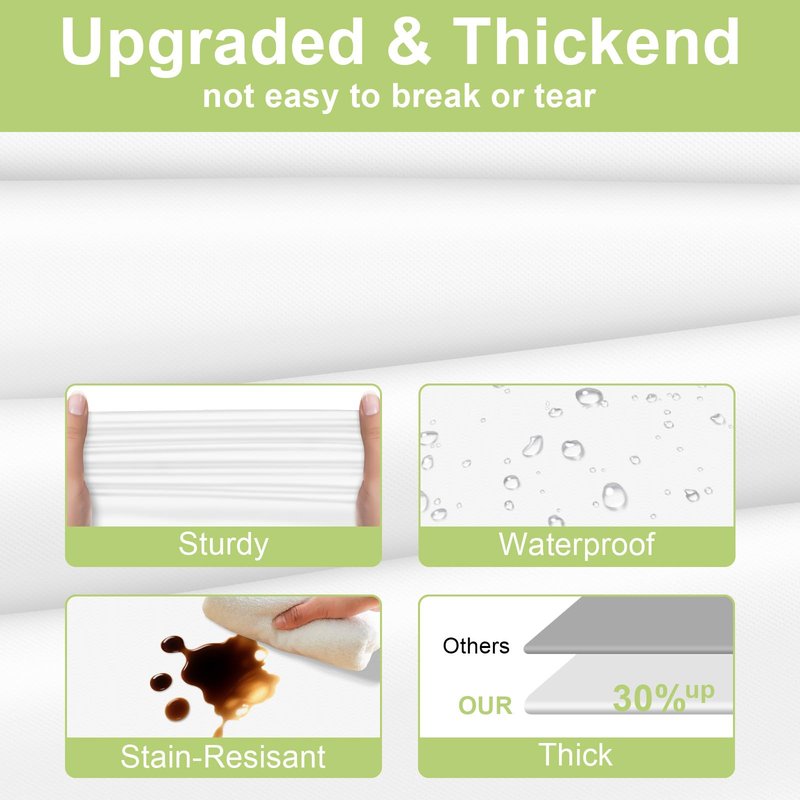 QIKSION White Plastic Table Cloth Disposable 2 Pack, 54 x 108 Inch Tablecloths for Party, Picnic, Birthday, Rectangle Table Cover