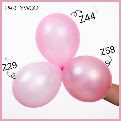 PartyWoo Pearl Pink Balloons 140pcs Different Sizes of 18 12 10 5 Inch Light Pastel Baby Pink Balloon Arch Kit Garland for Girl Baby Shower Princess Gender Reveal Birthday Party Decorations Pink-Z44
