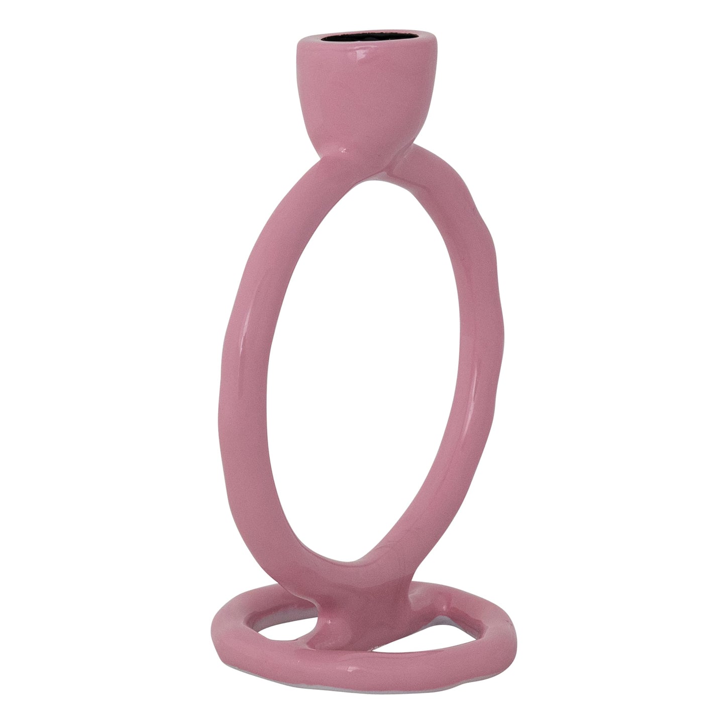 Creative Co-Op Enameled Aluminum Circle Taper Holder, Pink