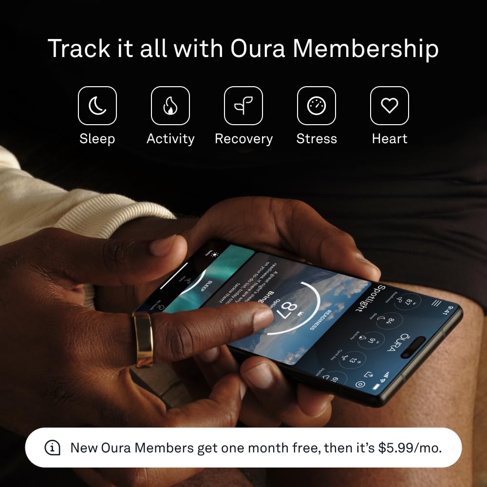 Oura Ring Gen3 Heritage - Silver - Size 6 - Smart Ring - Size First with Oura Ring Gen3 Sizing Kit - Sleep Tracking Wearable - Heart Rate - Fitness Tracker - 5-7 Days Battery Life