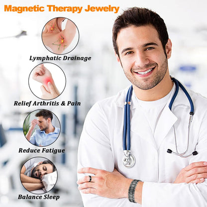 Cigmag 3X Magnetic Bracelets for Men Ultra Strength Titanium Steel Bracelet Wrist Adjustable with Sizing Tools (Grey with Ring)