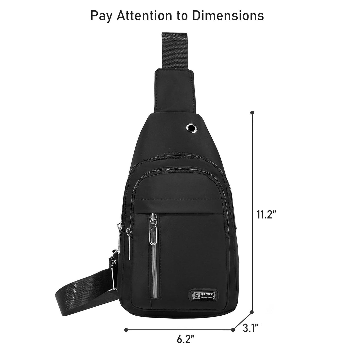 Cross Body Bag Sling Backpack Fanny Pack Small Crossbody Bags for Women Trendy - Black