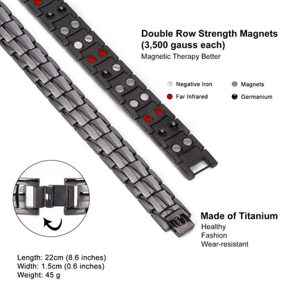 JEROOT Magnetic Bracelets for Men, Pure Titanium Bracelet (3500Gauss Per Magnet), Men's Bracelet Lymphatic Jewelry Gifts