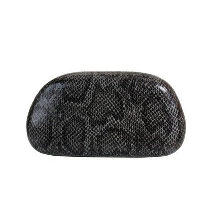 DEBIMY Women Snakeskin PU Leather Clutch Metal Handle Evening Bag Trendy Vegan Leather Handbag Chain Shoulder Purse for Causal, Black