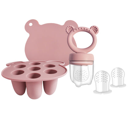 Big Spinach Silicone Freezer Tray Baby Fruit Feeder Food Teething Set Must-Have Pacifiers and Food Storage Containers for Babies 6 Months and Up