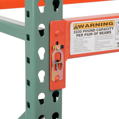 Global Industrial Teardrop Pallet Rack Add-On Unit, 144"W X 42"D X 120"H, 5970 lbs Shelf Capacity, Steel Construction, Orange & Green, For Industrial Storage