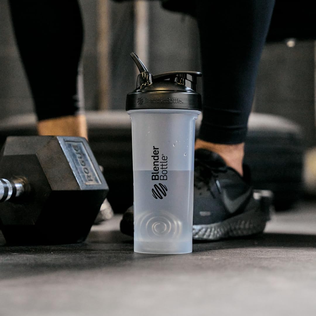 BlenderBottle Classic V2 Shaker Bottle Perfect for Protein Shakes and Pre Workout, 20-Ounce, Clear/Black