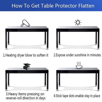 24x48 in Dining Room Clear Table Cover Protector PVC Rolled Table Cover Protector Rectangular Plastic Crystal Wooden Furniture Screen Protection Thick Desk Pad Mat for Living Room Table Non-Slip