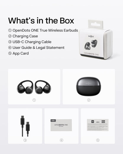 SHOKZ OpenDots ONE-Open-Ear Headphones, Clip-On Earbuds-Wireless Bluetooth Earbuds with Microphone-Secure, Lightweight, Comfort-Premium Dolby Audio-Water Resistant-Fast Charging-Up to 40 hrs Playtime