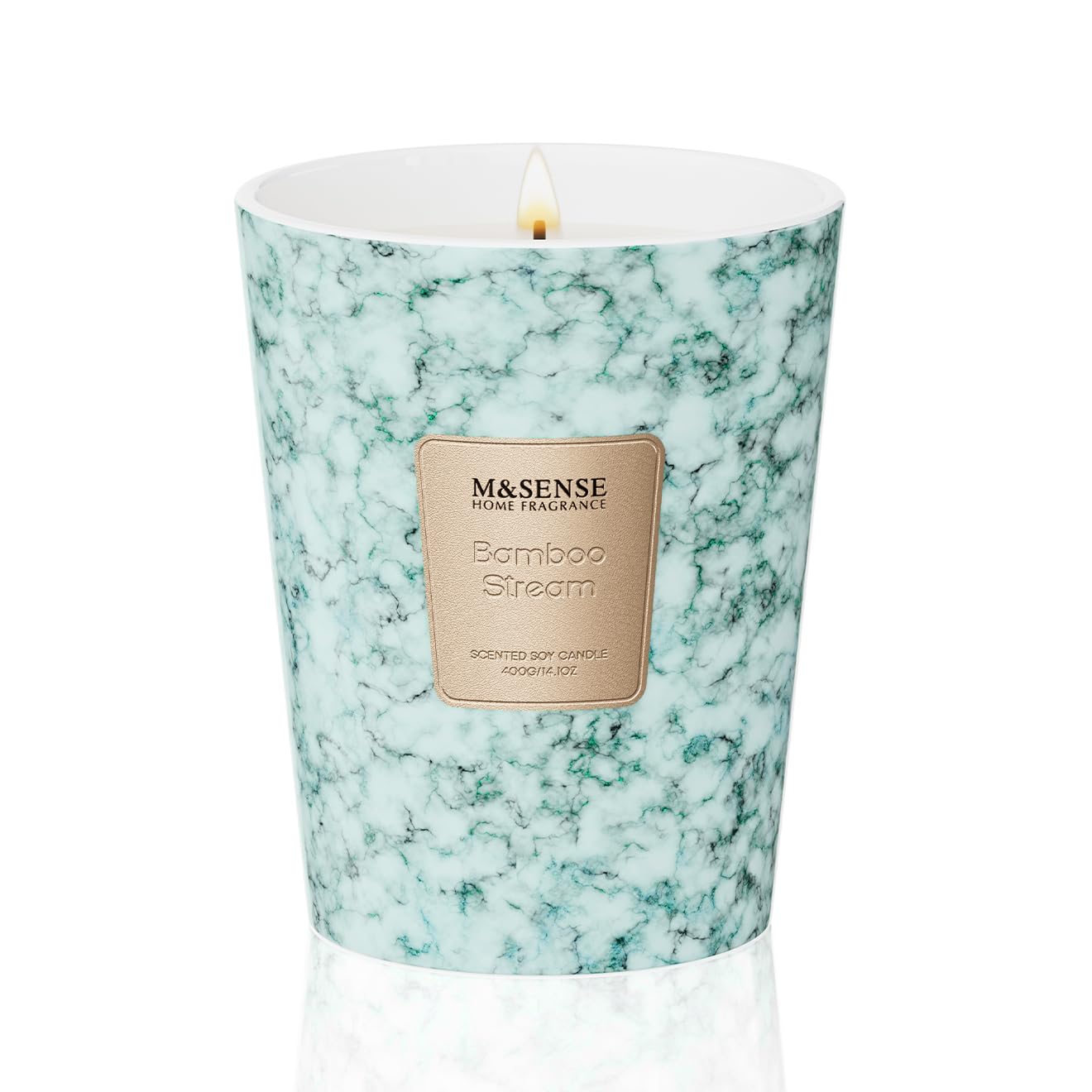 M&SENSE Bamboo StreamScented Soy Candle, 3 Wick Highly Scented 14.1 Oz 75H, Aromatherapy Christmas Gift for Women and Men