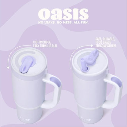 Ello Oasis 18oz Stainless Steel Kids Tumbler with Handle & Retracting Straw, 100% Leakproof, Double-Wall Vacuum Insulated, Kids Water Bottle for School, BPA Free, Dishwasher Safe, Lighthouse