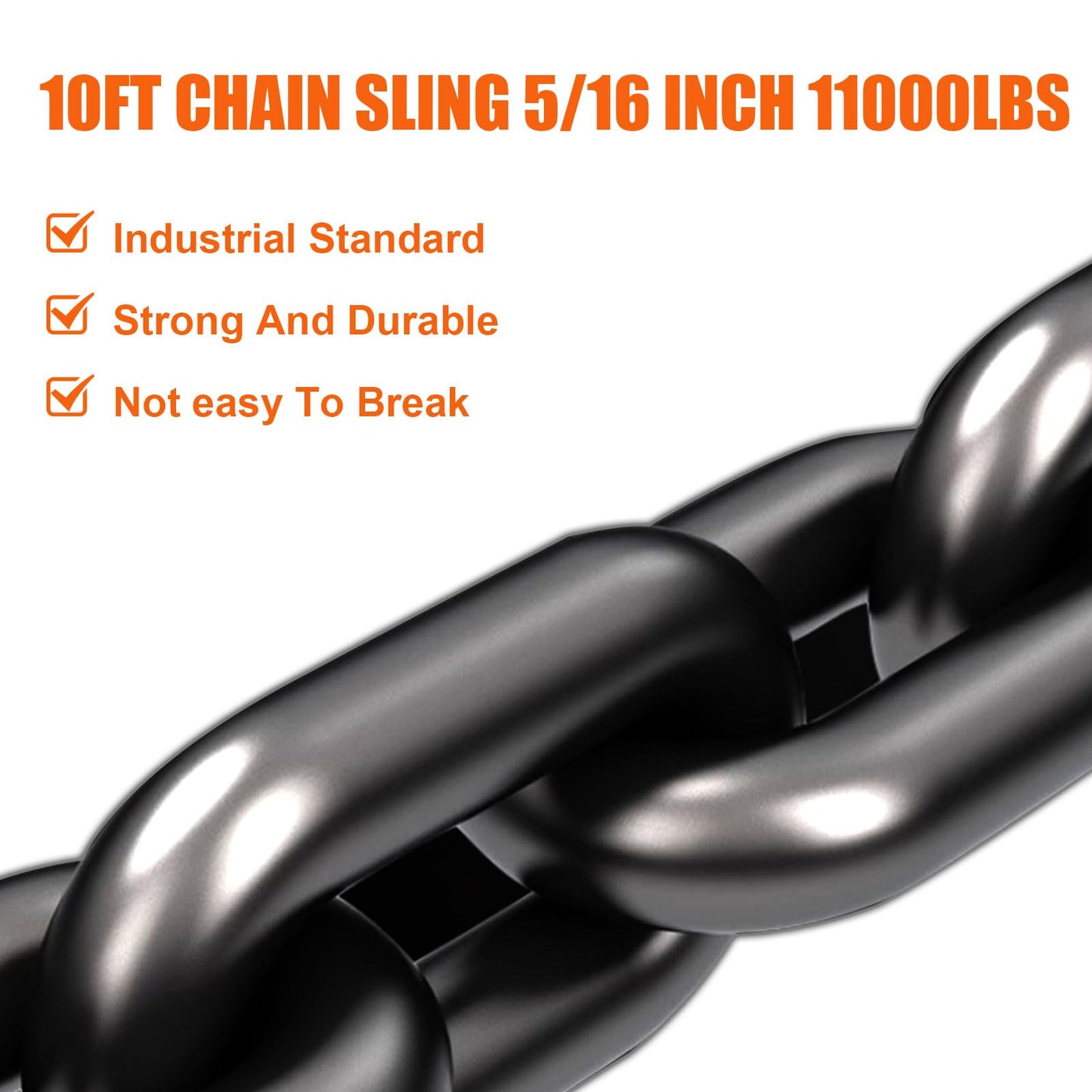 SALUINOKI Lift Chain Sling 10Ft 4 Way x 5/16 inch 11000lbs 5 Ton for Chains Lifting
