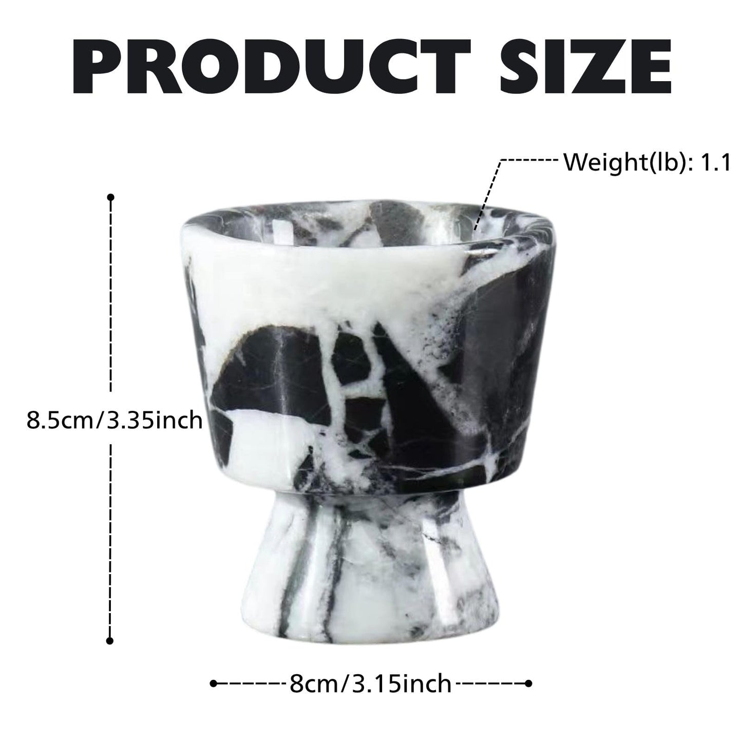Marble Candle Holder 3’’ Black-White Scented Container Reusable for Home Decor, Meditation, Party or Dining Table Centerpiece