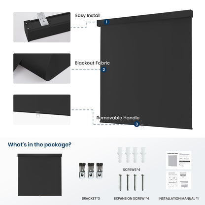 100% Blackout Roller Shades Cordless Blinds for Indoor Windows,Free-Stop Window Shades Pull Down,Thermal Insulated Fabric UV Protection,Blackout Window Guard Blinds for Home,Office,Black,30" W x 72" H