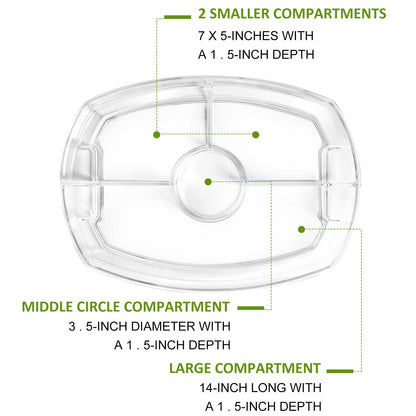 IVYHOME 3-Tier Chilled Serving Tray with Lid, 15" Fruit Ice Serving Platter with 4 Compartments, Shrimp Cocktail Serving Dish, Divided Serving Bowl for Parties