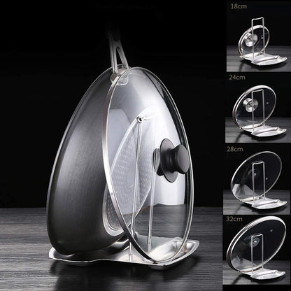 Lid and Spoon Rest Shelf,304 Stainless Steel Pan Pot Cover Lid Rack Stand Organizer,ZYLONE Pan Lid Organizer Storage Soup Spoon Rests Utensils Kitchen Tool