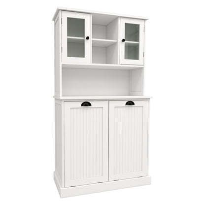 Gecheer Two-Compartment Tilt-Out Dirty Laundry Basket Cabinet - Space-Saving and Functional Storage Cabinet Organizer, Storage Unit Shelves, for Bathroom Living Room Dining Kitchen YJXW1120S00001