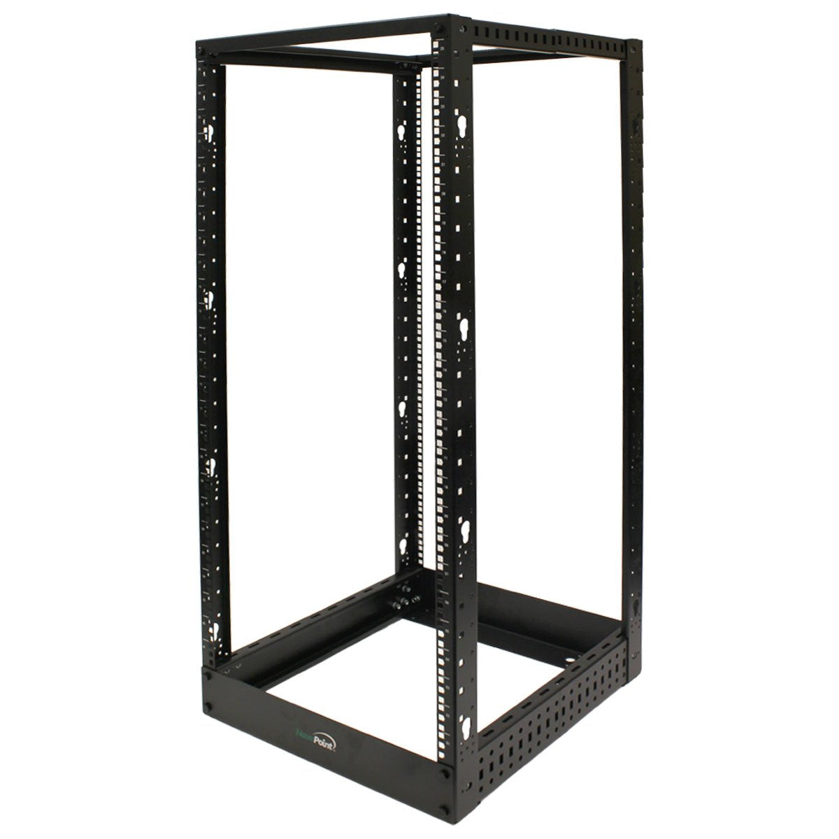 Navepoint 25U Professional 4-Post IT Open Frame Server Network Relay Rack 4.5 Feet Tall Black