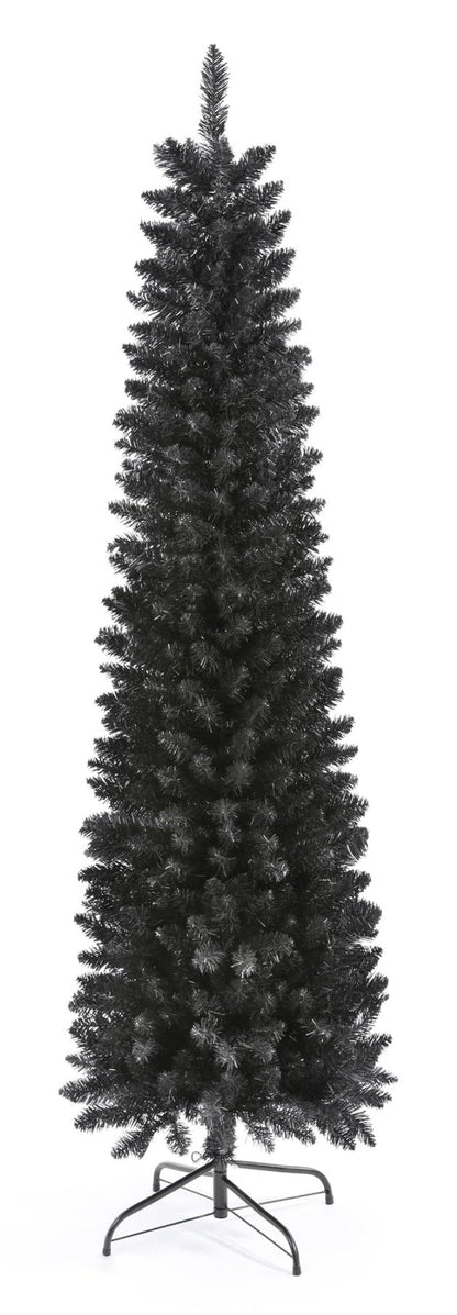 658 Tips Artificial Pencil Christmas Tree Halloween Tree, 6ft Pure Black Skinny Xmas Tree with Metal Stand Perfect for Christmas/Halloween/Easter/Parties/Holiday Indoor Outdoor Decoration