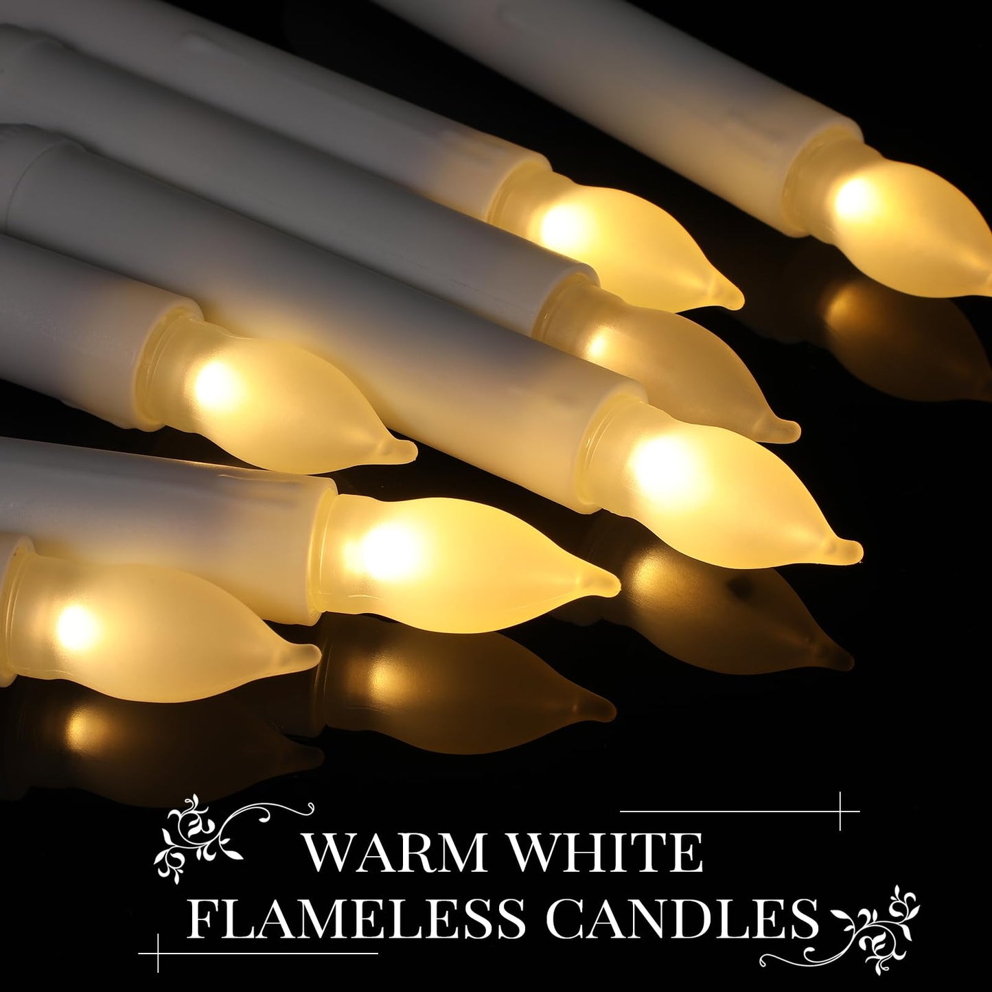 Macarrie 108 Pieces Flameless LED Taper Candles Battery Operated Candles, Flickering Light Electric Handheld Candlesticks, Halloween Christmas Church Party Weddings Decoration(White, Warm White Light)