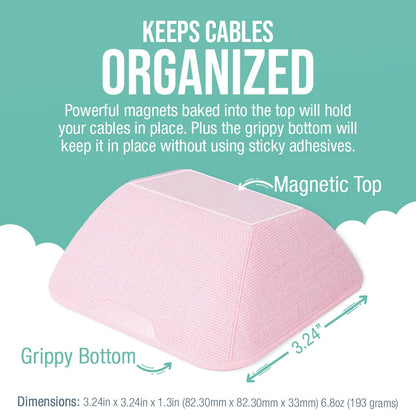 Smartish® Magnetic Cord Holder - Cable Wrangler Organizer with Magnet Clips for Charger Management on Desktop, Nightstand, or Side Table for All Cables, USB-C, Lightning Cables - Lightly Toasted Beige