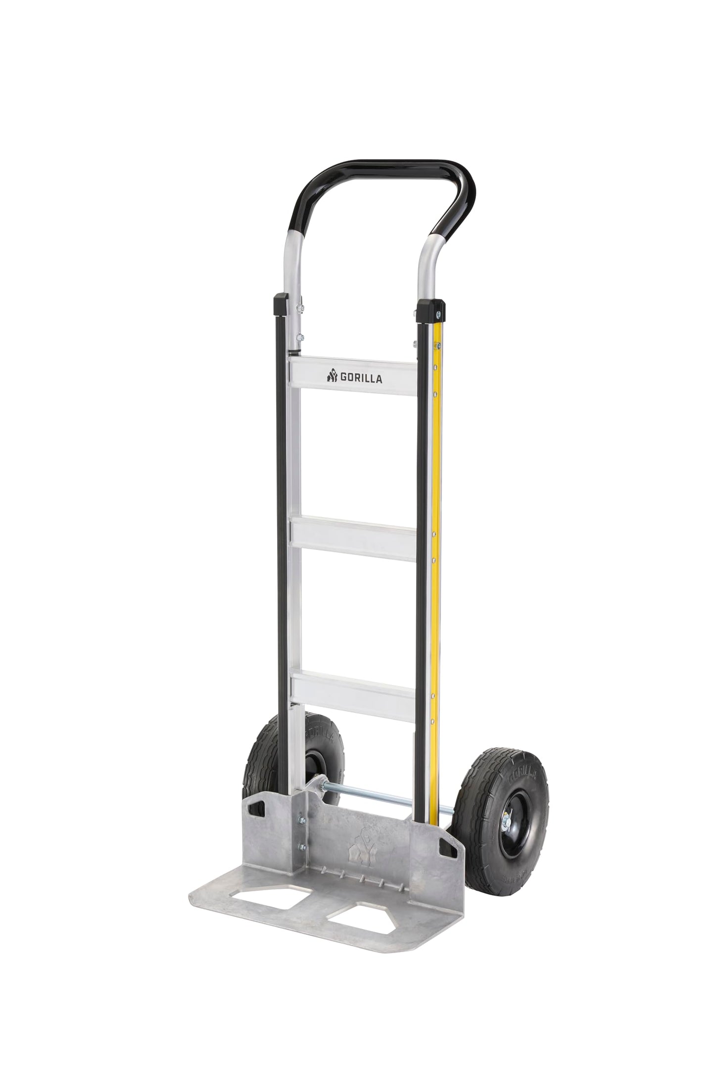 Gorilla 800 lb Capacity Aluminum Hand Truck, Wide Load Toe Plate, Premium Flat-Free Wheels, Wide Grip Handle, Heavy-Duty Silver Hand Truck