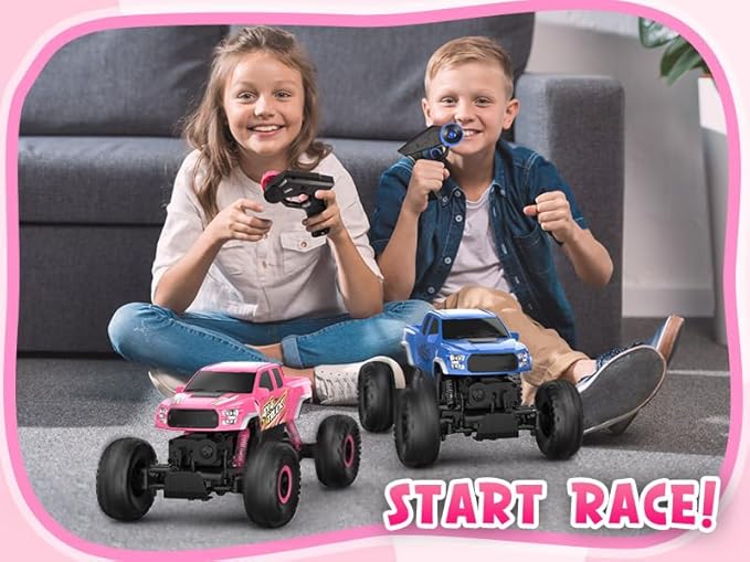 Double E Raptor F150 RC Car 4WD 2 Motors Monster Trucks for Girls 11 Inches Off Road Crawler Vehicle Truck Toy with Rechargeable Battery Gift for Kids 6 7 8 9 10 11 12 Years-Pink