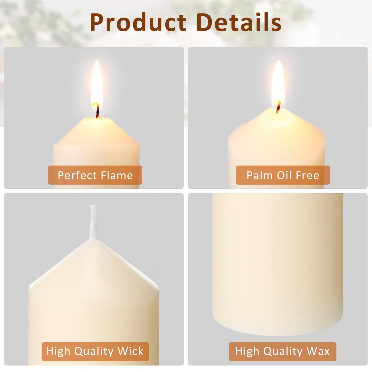 MTLEE 40 Pcs Ivory Pillar Candles Bulk 2 x 6 Inches Dripless Unscented Wax Long Burning Smokeless Clean Burning Decorative Candles for Weddings Parties Dinners Spa Bath Home Decor