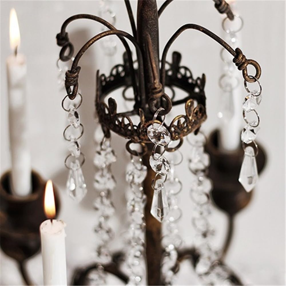 cfycfy987 Candelabra Retro Country Four-Head Candlestick Home Romantic Iron Candle Holder Decoration Candle Sticks Holder